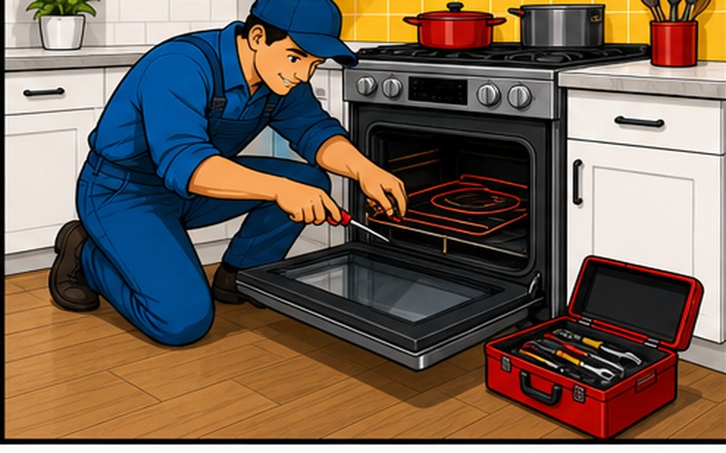kitchen1 Cartoon appliance repair illustration for Kitchen Appliance Repair 2