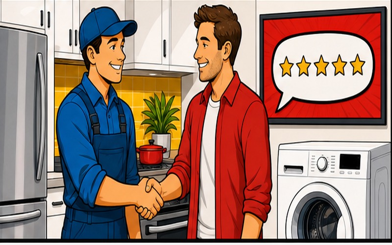 Georgia-Peters-Property Cartoon appliance repair illustration for Testimonials 2